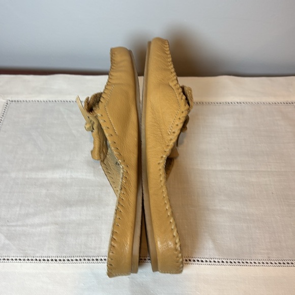 Hush Puppies Leather Fringed Mules Tan leather Slip-On Loafers open back size 7 - Picture 4 of 11